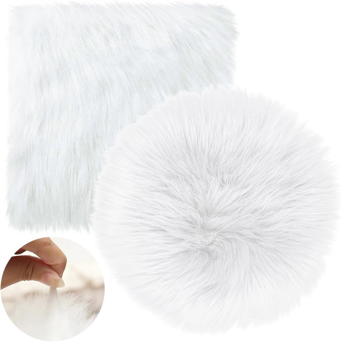2Pack 12 Inches Mini Faux Fur Rug,Soft Fluffy Plush Area Rug Chair Cover Seat Pa