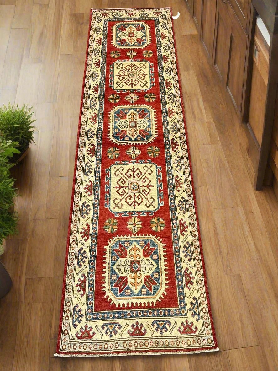 Kazak Tribal 2′ 7″X10′ Handmade Wool Runner Rug # 10033
