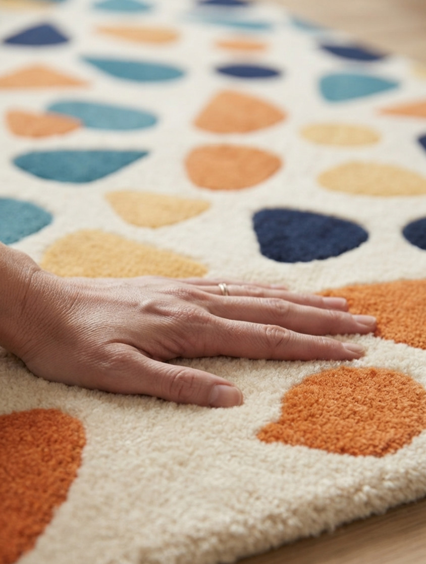 Hand Tufted Wool Area Rug Modern Abstract Pebble Design Custom Size Carpet