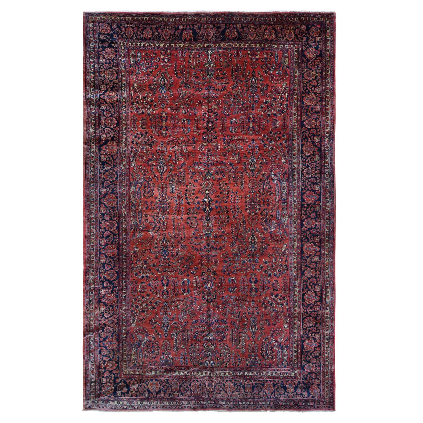 10’8″x17’2″ Red Antique Zoroastrian Clean Wool Hand Knotted Oversized Rug R87641