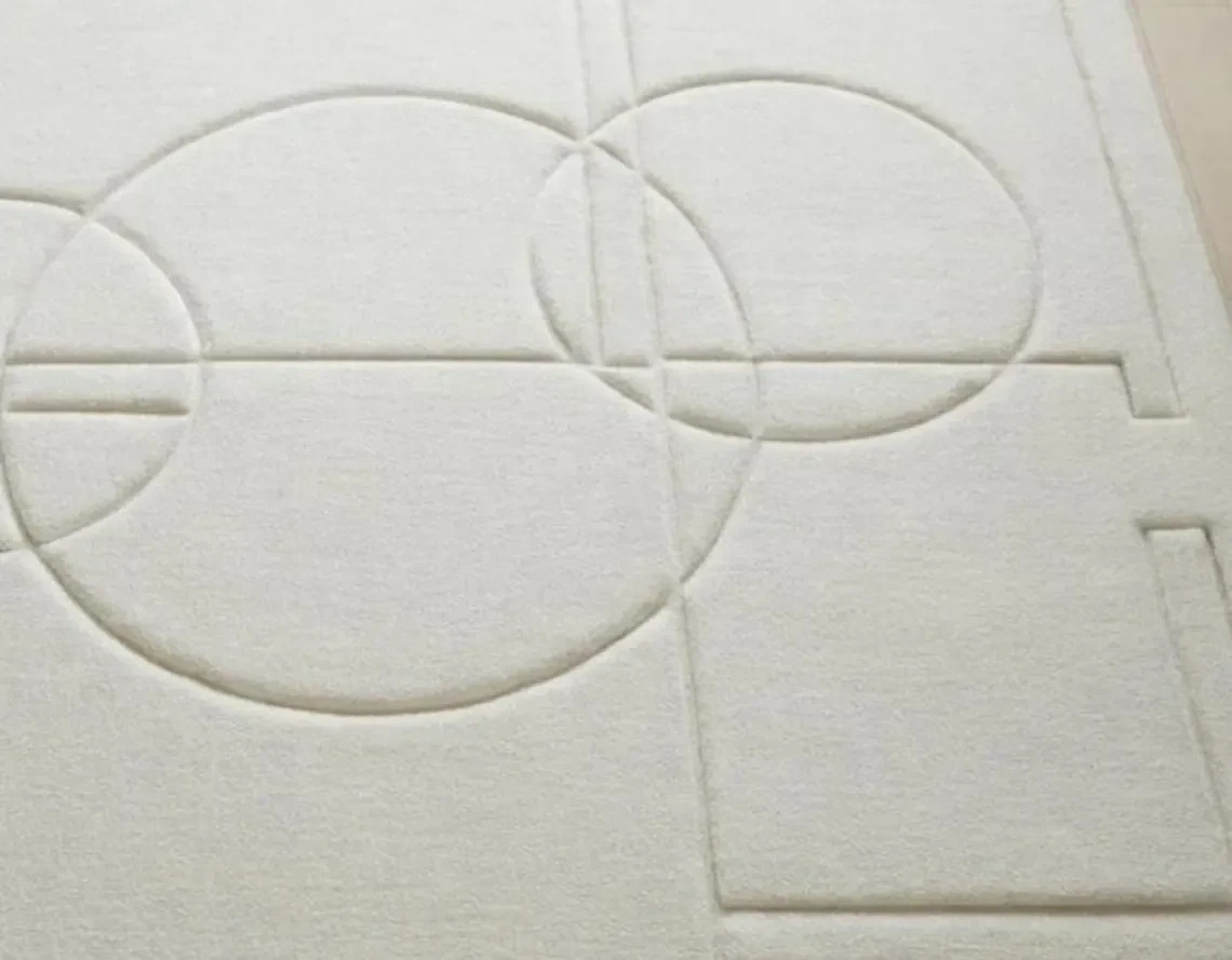 Luxury Modern Cream Rug, Textured Geometric Hand Tufted, Scandinavian Area Rug