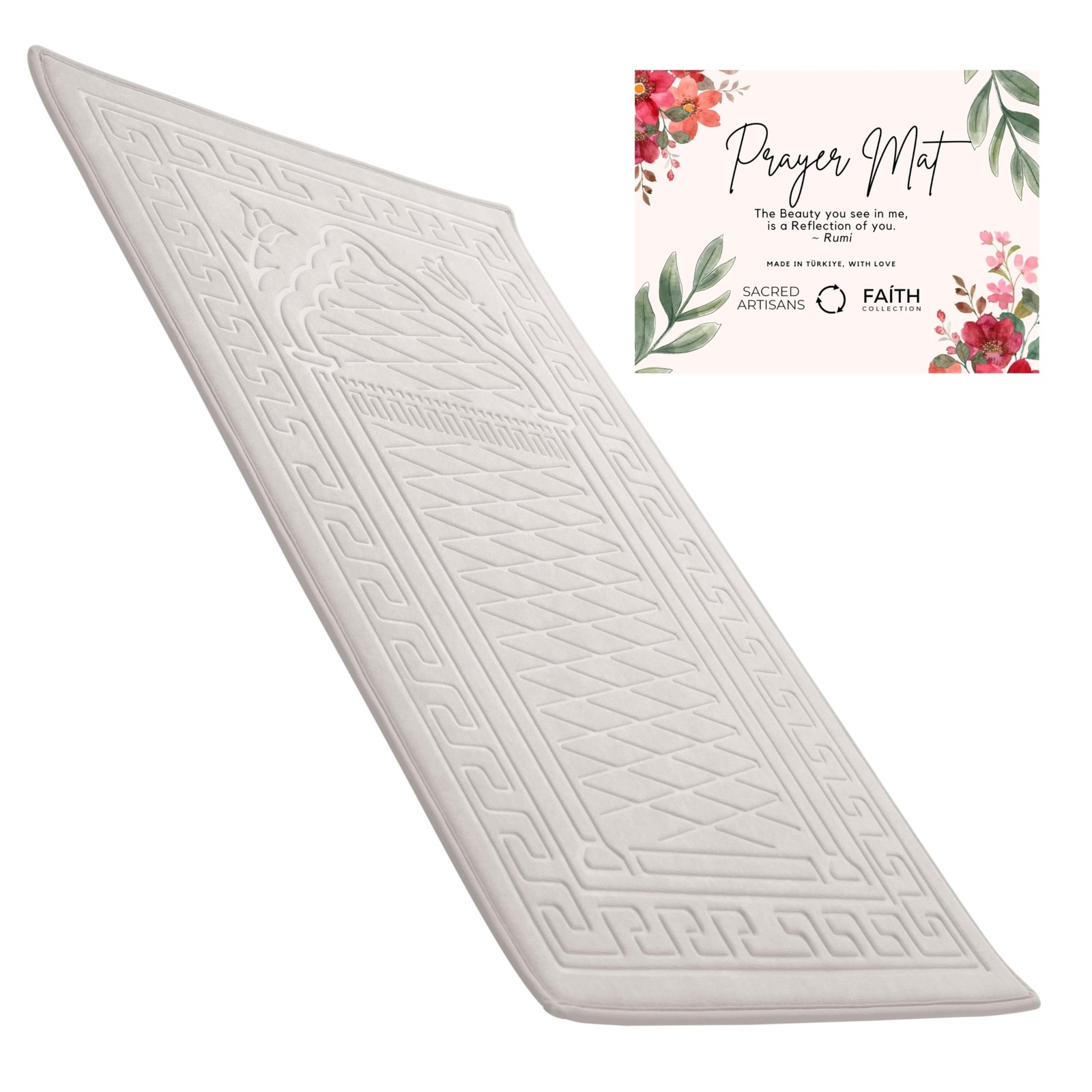 Padded Prayer Mat Thick with Soft Velvet Foam | Prayer Rug and Meditation Mat…