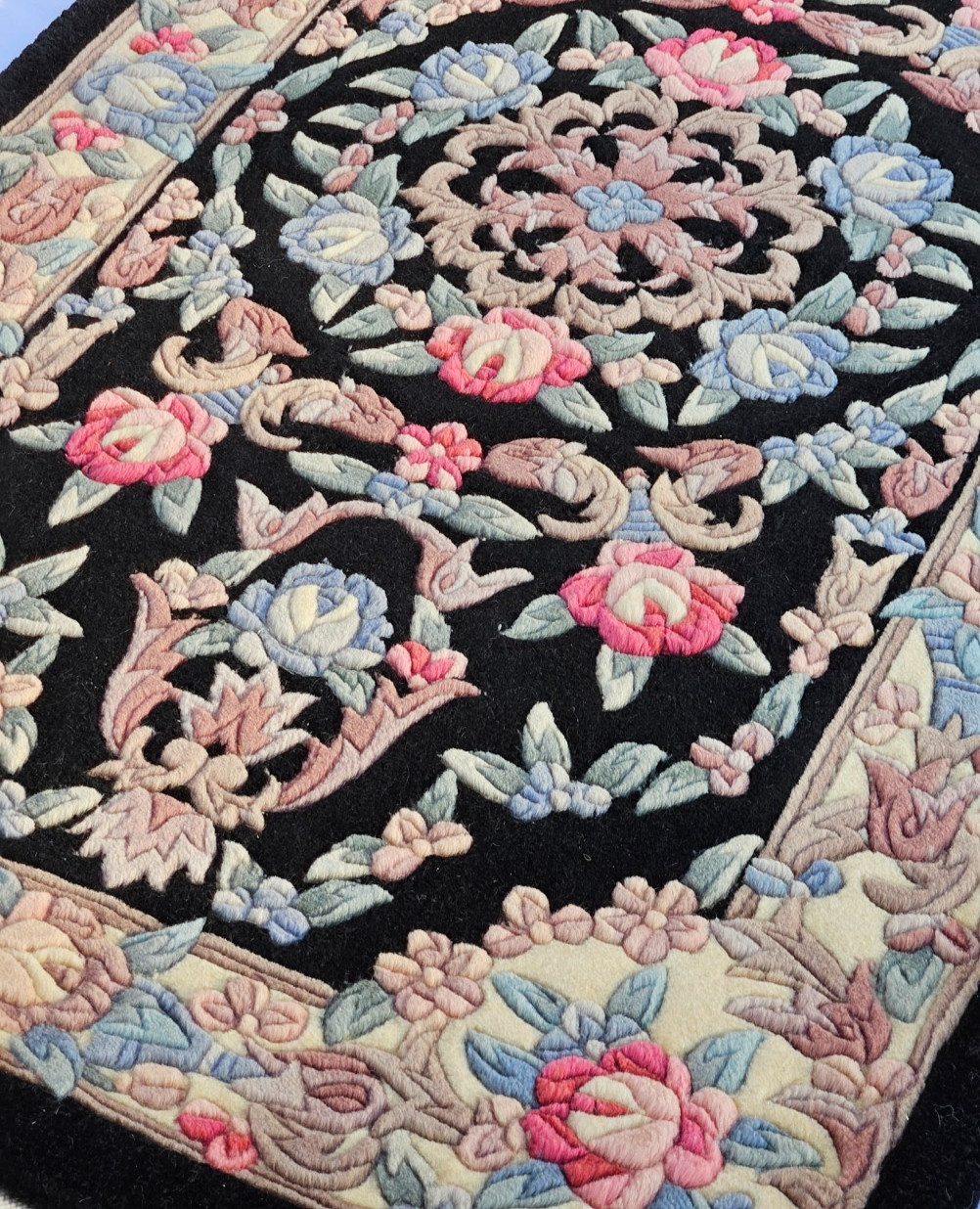 New Tags Ver High Quality Hand Knotted 120 L Sculpted Chinese Wool Rug Tag $990