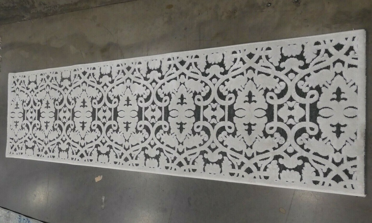 IVORY / DARK GREY 2′ X 7′ Stained Rug, Reduced Price 1172613226 PARB636C-27