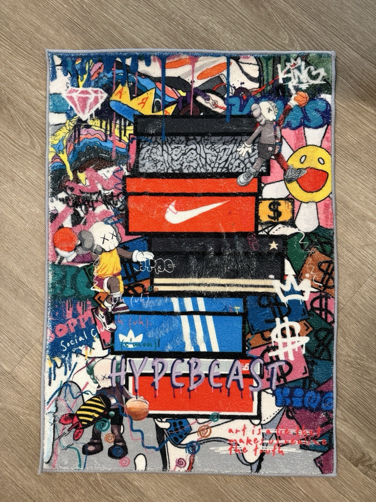 Multicolor Modern Street Art Hypebeast Abstract Area Rug Rectangle