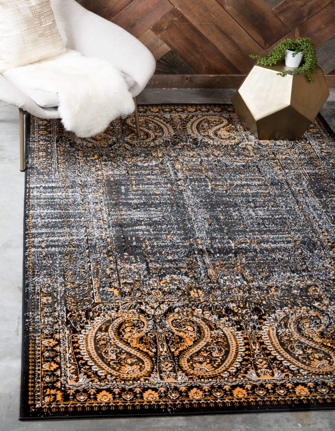 Imperial Collection Paisley, Distressed, Border, Vintage, Modern, Abstract Ar…