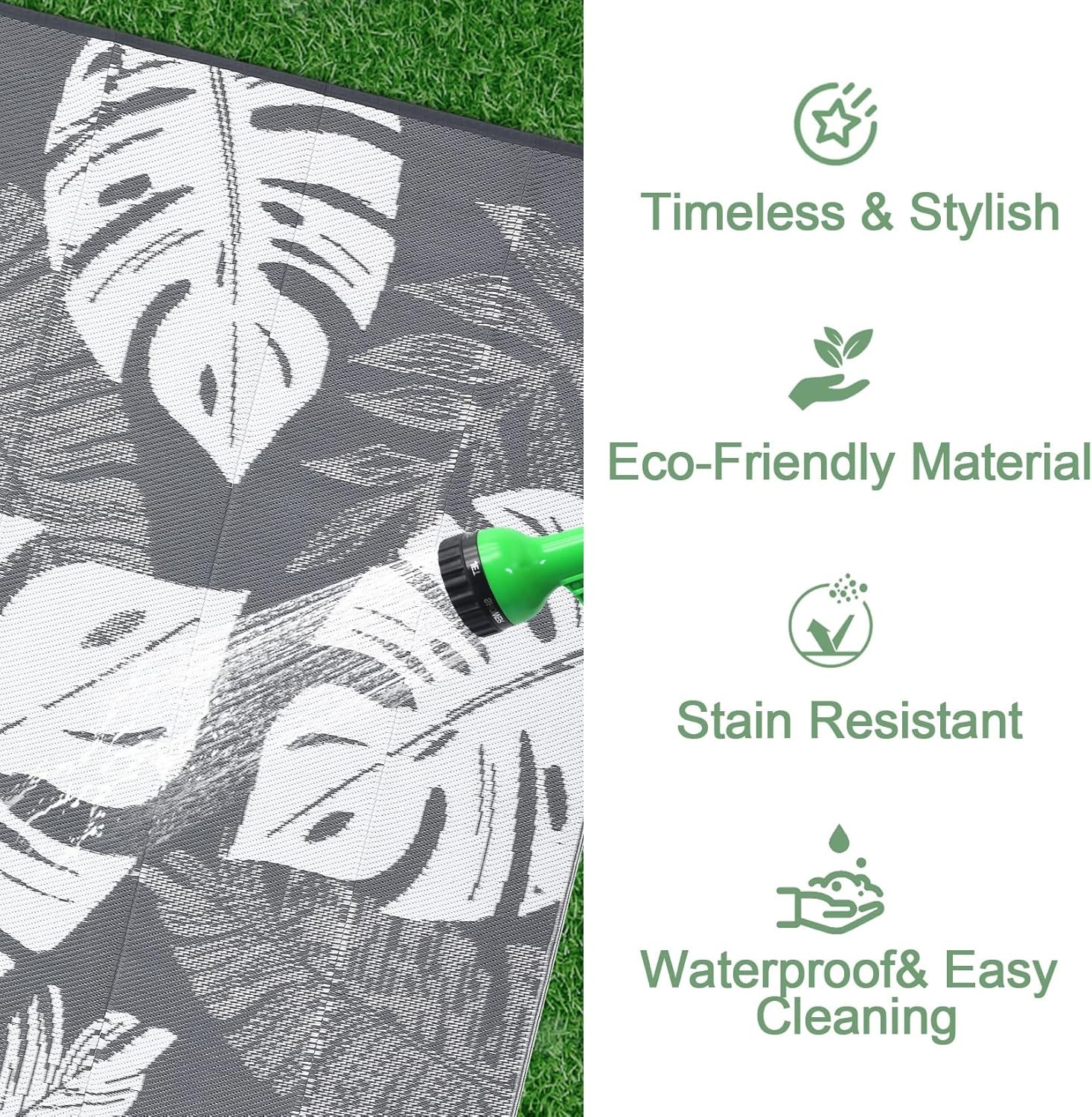 Outdoor Patio Rug Plastic Straw Rug RV camping Waterproof Reversible Carpet Mat