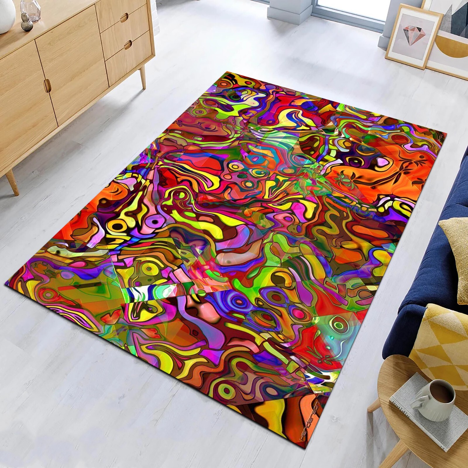Psychedelic Tapestry Rug, Trippy Tapestries Art Mat, Modern Carpet, Non Slip Rug