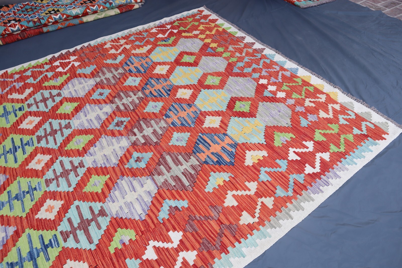 6’8×9’4 ft Authentic Afghan Handwoven Heritage Rug- Turkmen Kilim Area Rug 7×10