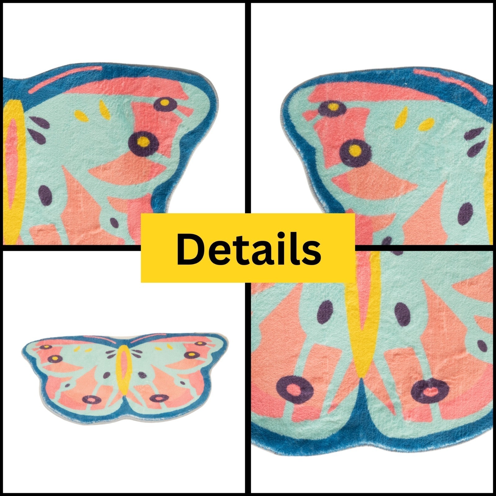 Butterfly Shaped Area Rug 31″ Colorful Soft Plush Kids Room Floor Mat Gift