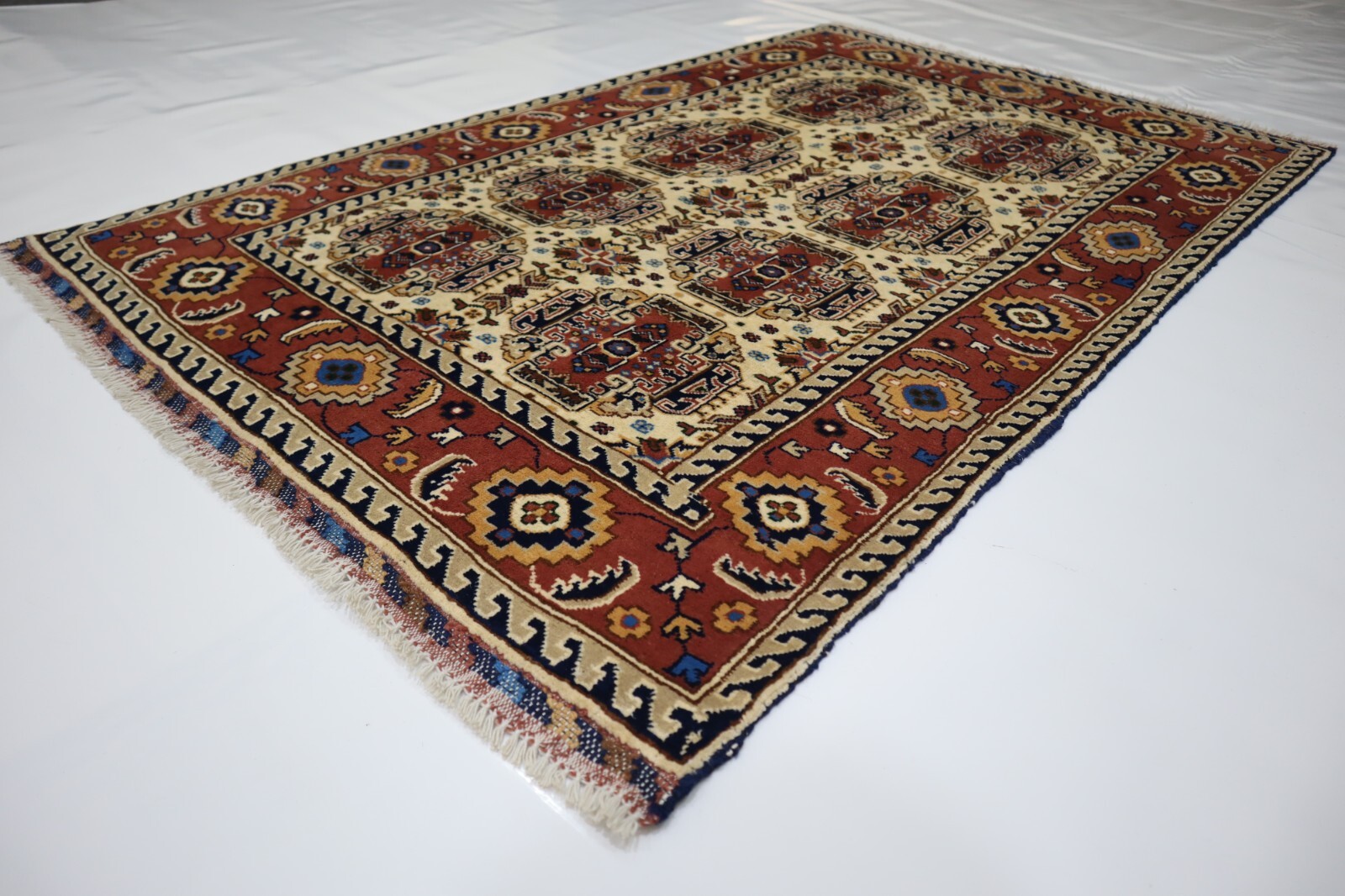 Beige Red 3×5 Area Rug, Hand Knotted Natural veg dye Wool Baloch Rug, Kids Rugs