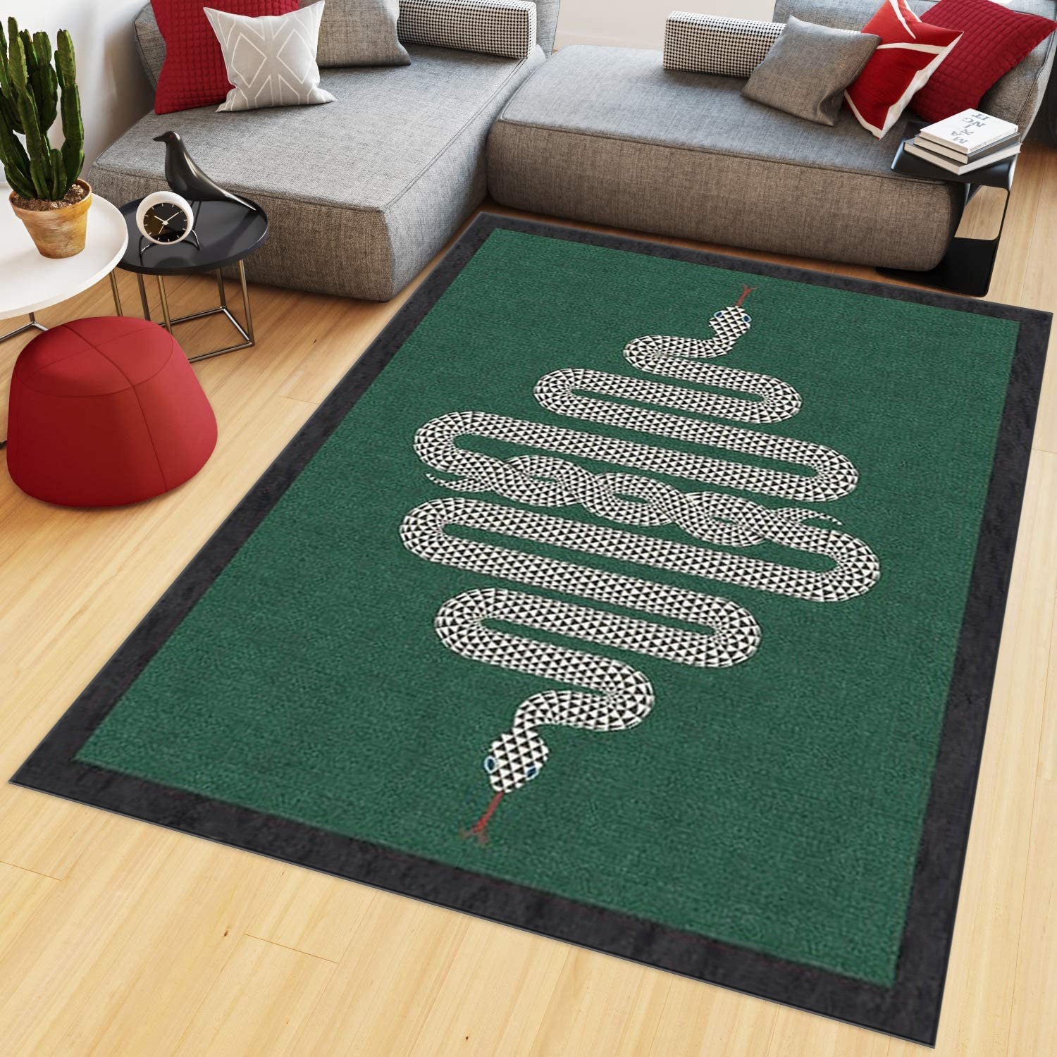 Green Rug, Snake Rug, Fashion Rug, Modern Art Rug, Luxury Decor, Office Rug,