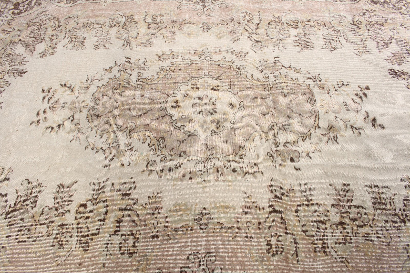 5,9×9,6 ft Vintage Rug, Turkish Rug, Beige Check Wool Rug