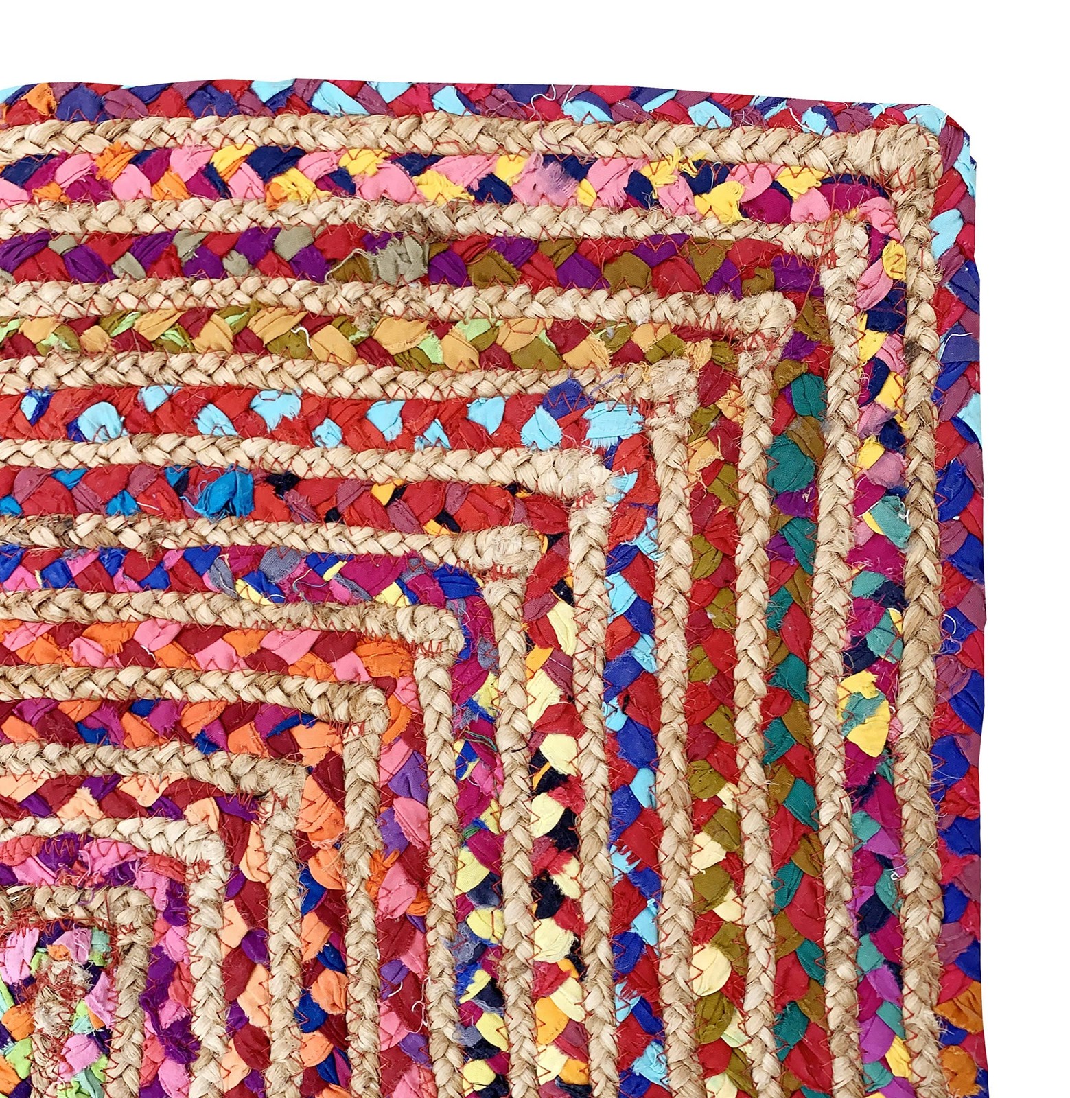 Jute Chindi Braided Rug Boho 24×36 Inch Natural Multi Farmhouse Burlap Small …