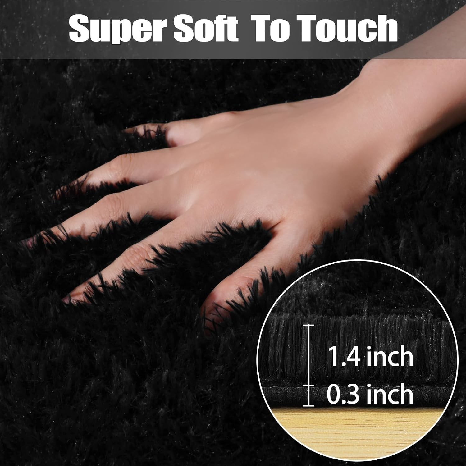 Black Rug for Bedroom, 2×3 Small Area Rugs for Boys Room Soft Shag Fuzzy Rug …