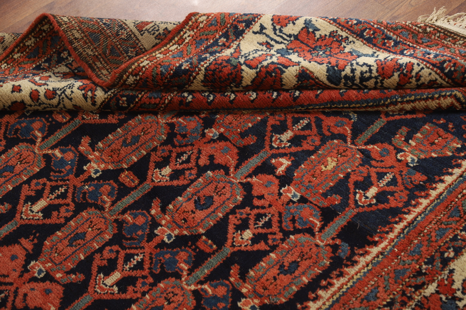 Vegetable Dye Antique Malayer Navy Blue Wool Hand-knotted Traditional Rug 5×6