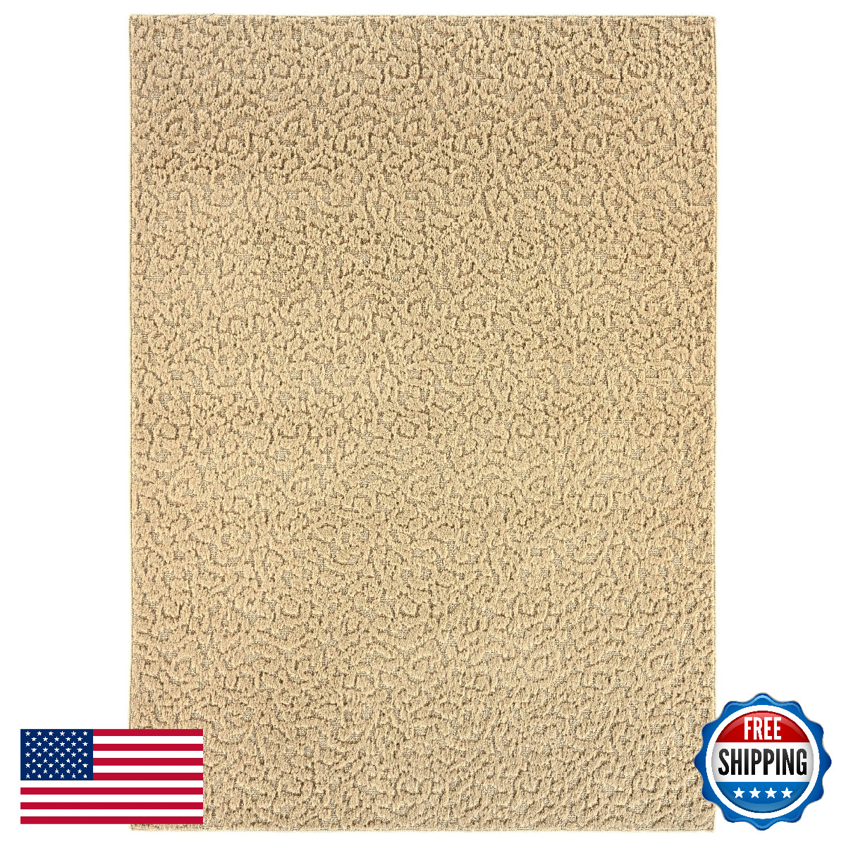 Garland Rug Ivy 76 X 96 Biege Tan Floral Solid Color Area Rug – And