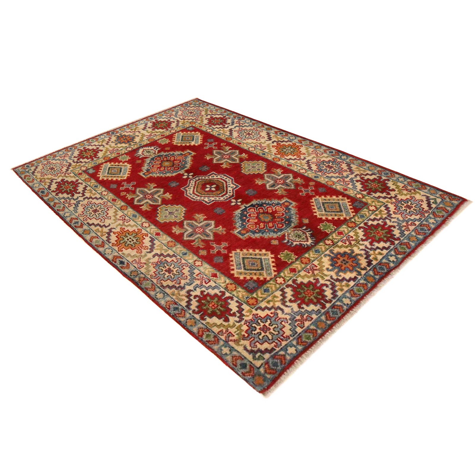 New Afghan Hand Made Caucasian Area Rug, Kazak Oriental Carpet 3’5×5’0 ft B34675