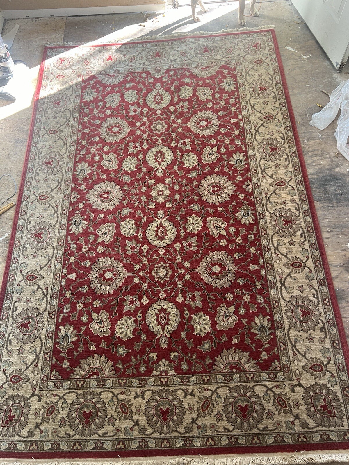 8.8 x 10.6 Karastan Bella Rosa Rug #700-730 Wool, red beige floral pattern