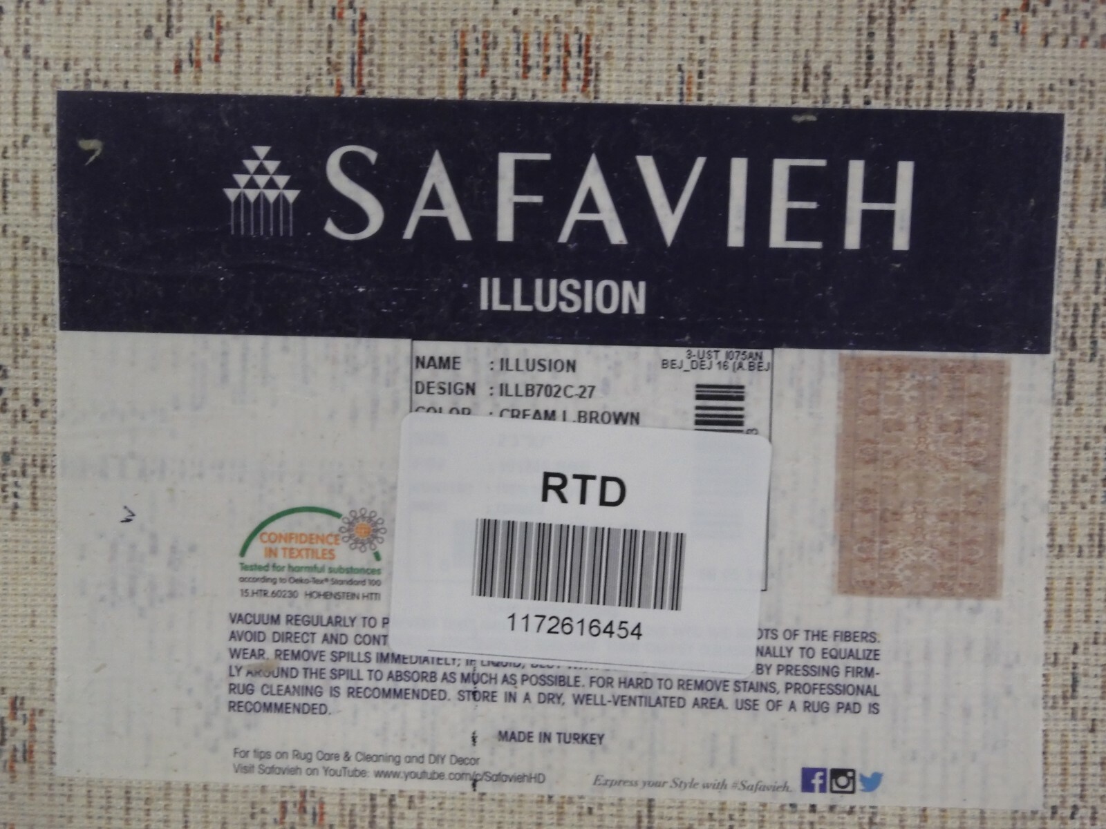 CREAM / LIGHT BROWN 2′-3″ X 7′ Flaw in Rug, Reduced Price 1172616454 ILLB702C-27