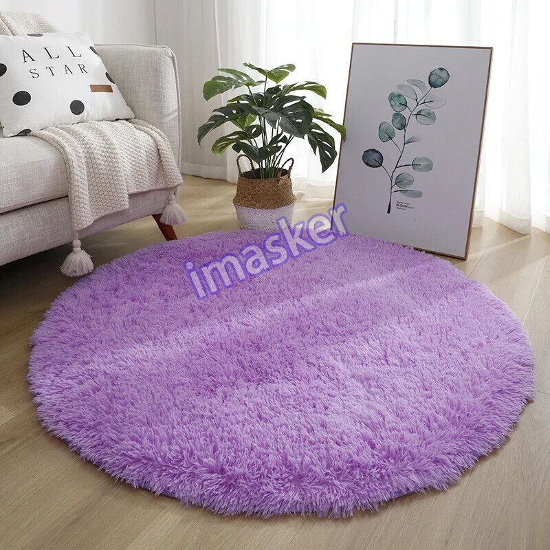 Living Room Round Rug Carpet Nonslip Bedside Coffee Table Mat Thick Pile Rugs