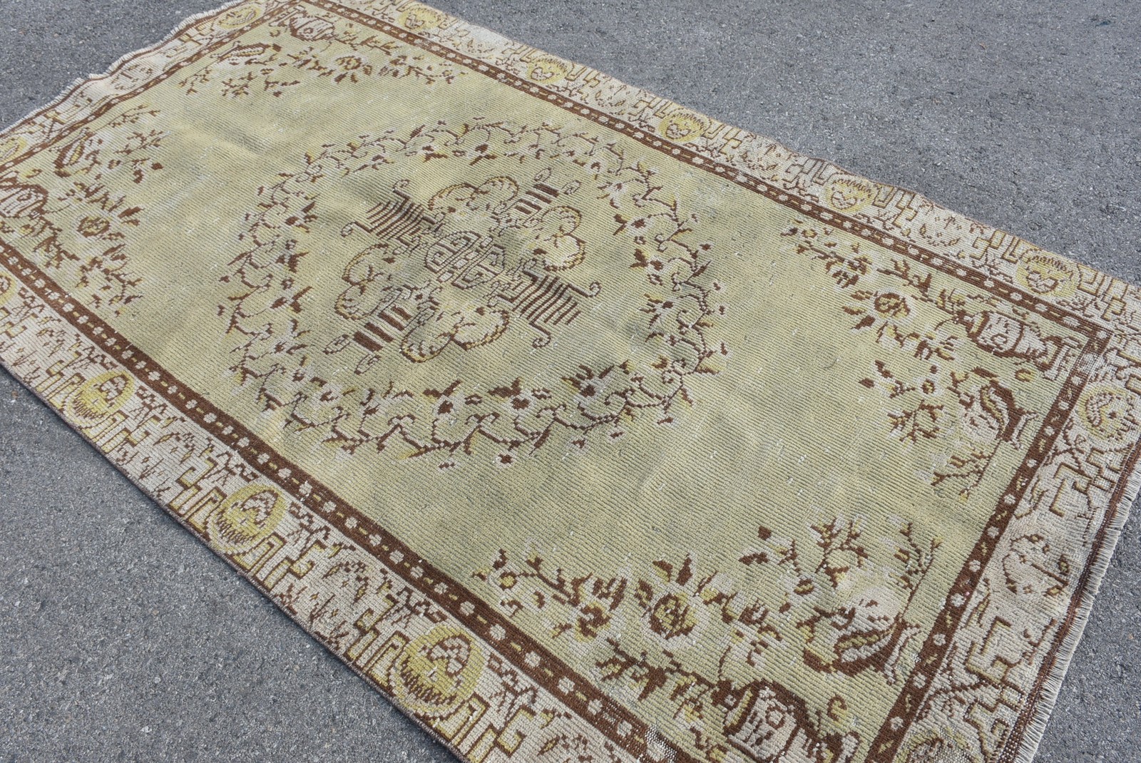 Turkish Vintage Large Rug 4,9×8,4 ft, Brown Oriental Rug Wool