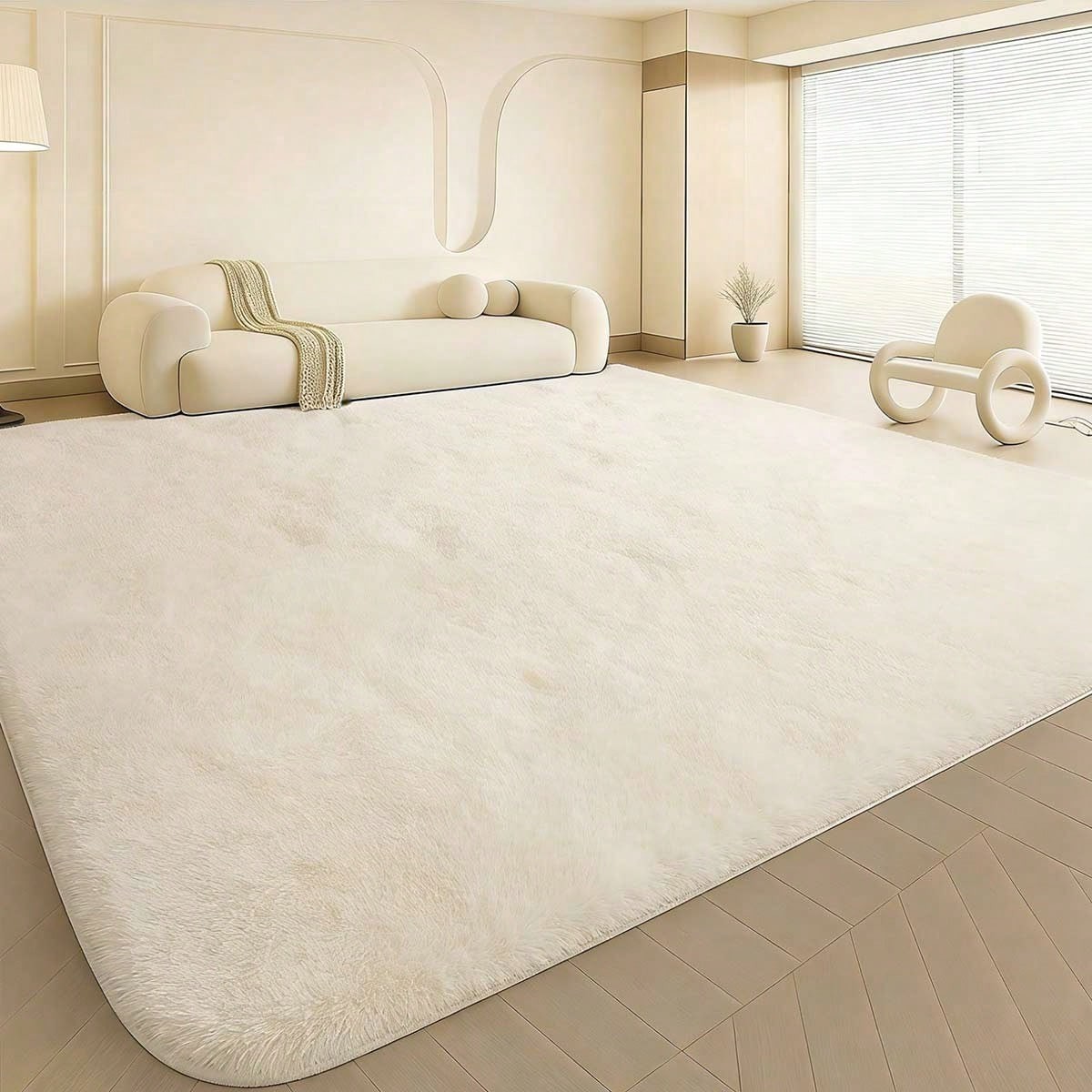 Plush Thick Long Pile Area Rug Soft Non-Slip Home Decor eluckya