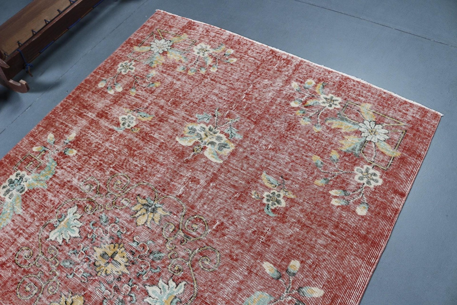 Vintage 5,1×8,2 ft Rug, Turkish Large Rug, Red Abstract Rug