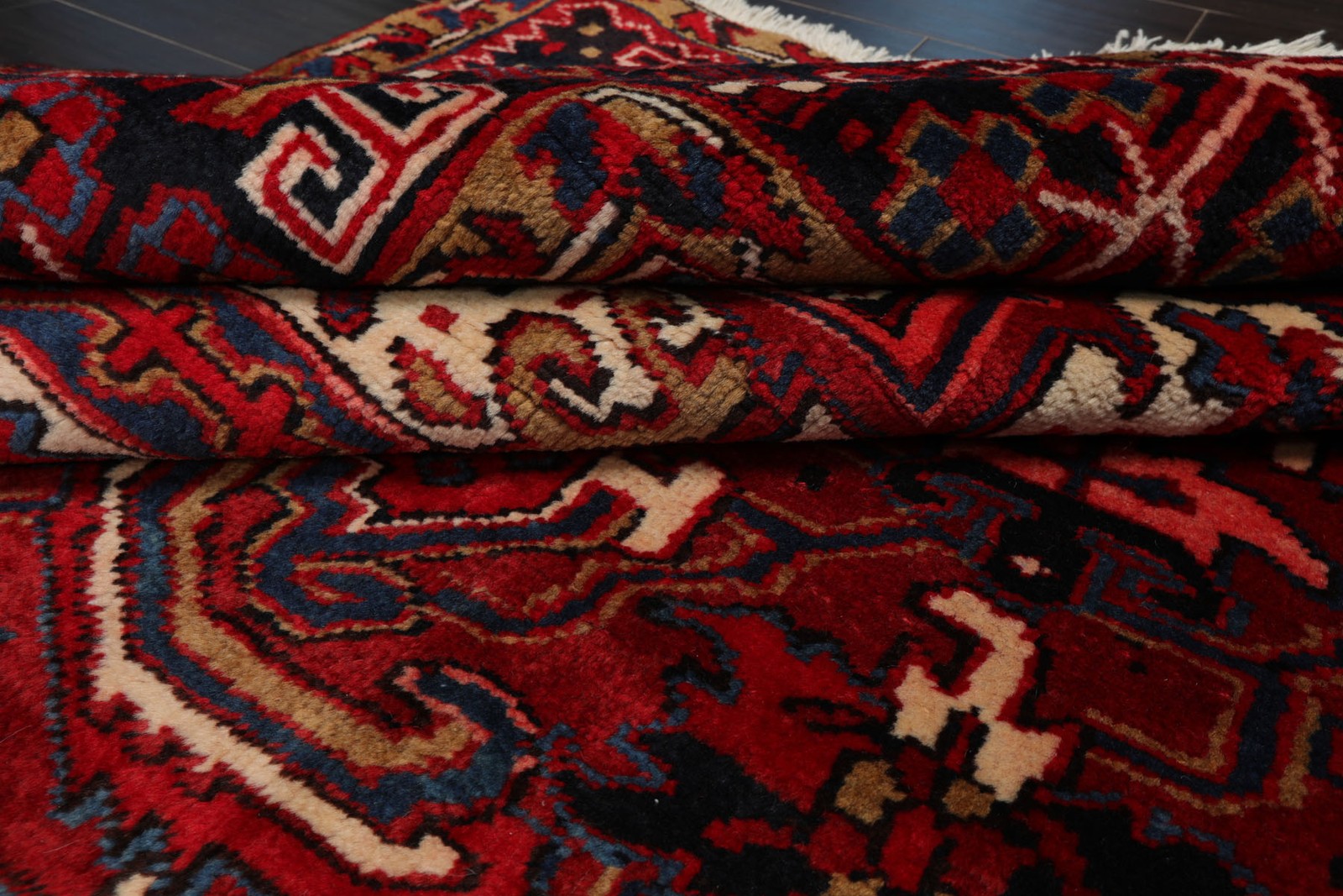 10’4”x12’1” Hand Knotted Wool Red Herizz Traditional Rug