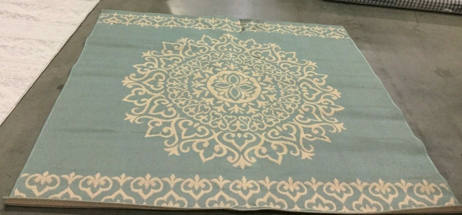 AQUA 6′-7″ X 6′-7″ Square Stained Rug, Reduced Price 1172632060 BHS183L-6SQ