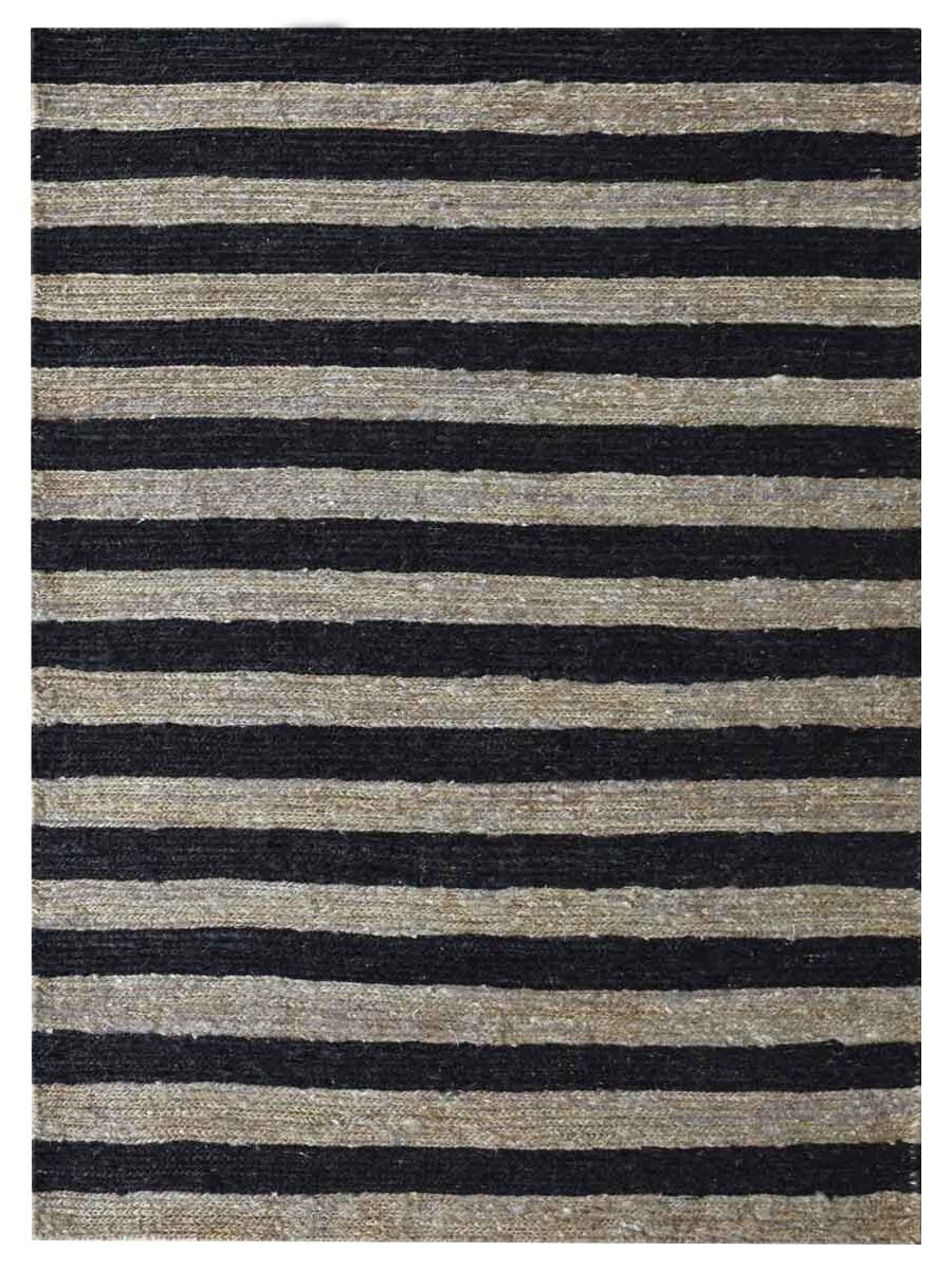 Hand Knotted Sumak Jute Eco-friendly Area Rug Contemporary Beige Black BBH J0008