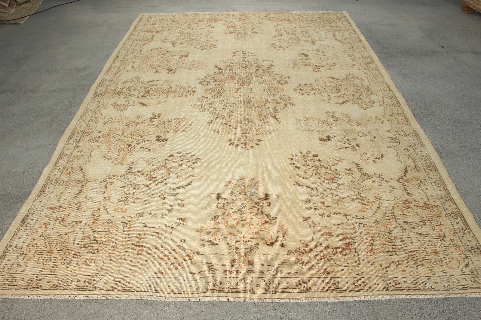 6,9×10,2 ft Rug, Vintage Rug, Turkish Brown Wool Southwestern Rug