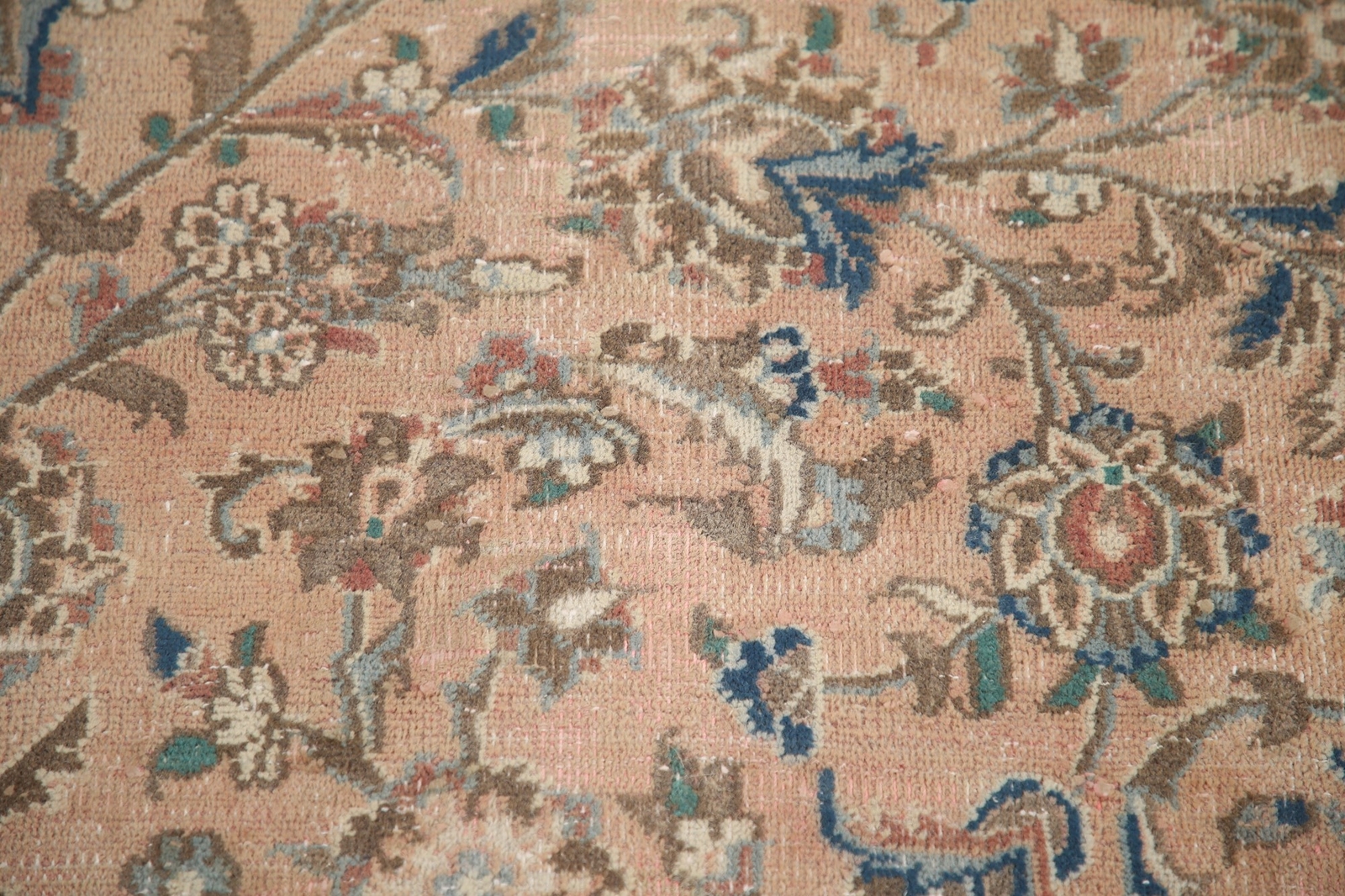 Floral Traditional Living Room Muted Rug 10×12 Handmade Wool Vintage Carpet
