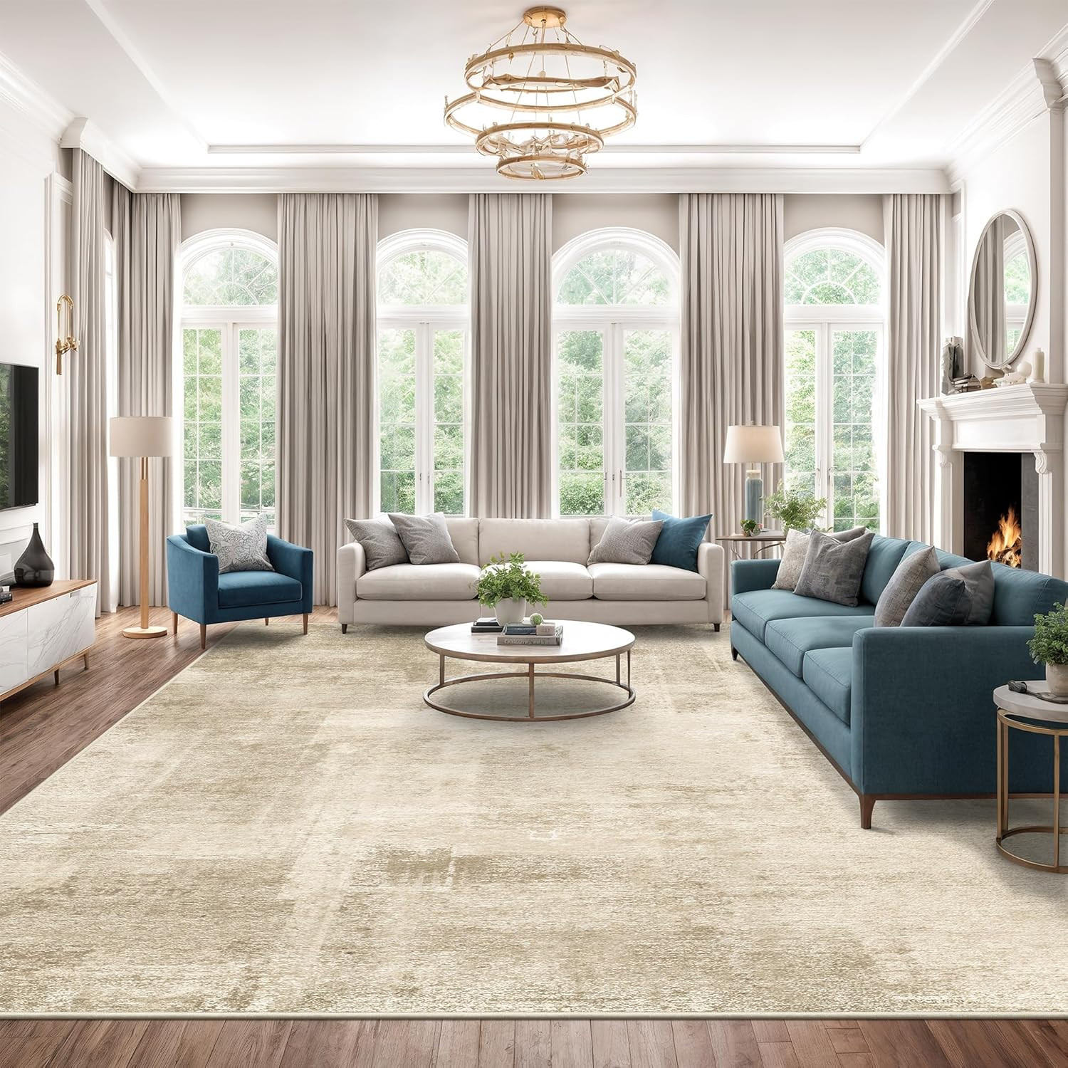 10X14 Modern Abstract Area Rug, Washable Non-Slip, Stain Resistant