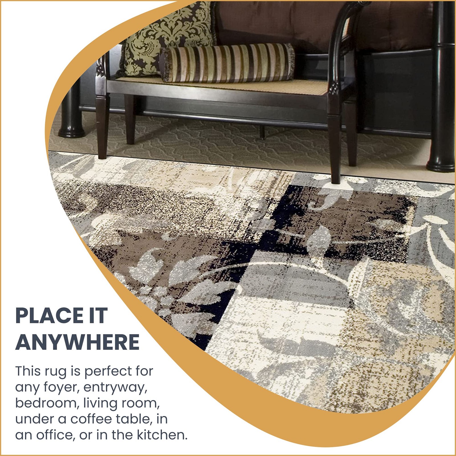 Indoor Area Rug, Jute Backed, Perfect for Office, Living/Dining Room, Bedroom…
