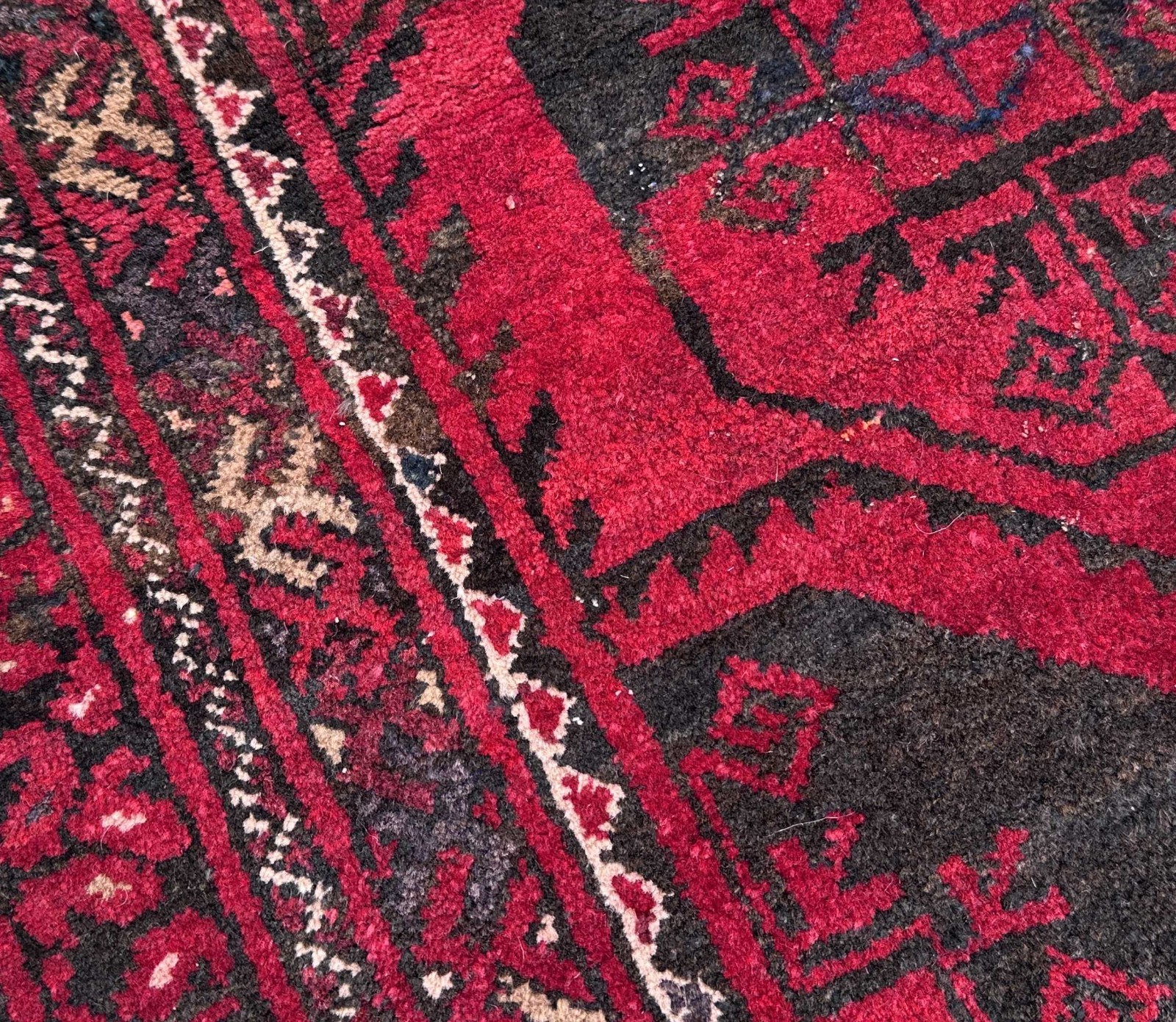 Kizil Ayak Ersari Turkmen Prayer Rug Hand Knotted Wool Vintage Red 3×4 Carpet