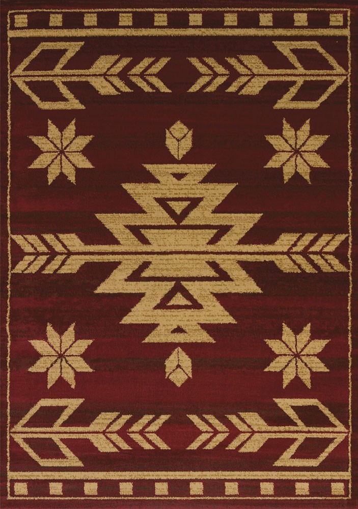 Red 5×7 Squares Stars Diamonds Medallion Area Rug: Actual Size 5′ 3″ x 7′ 2″