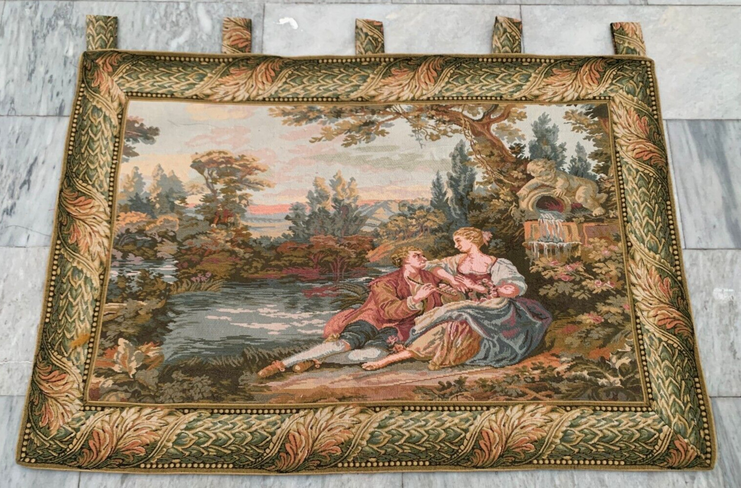 Vintage French Romantic Tapestry Medeival Pictorial Home Decor Tapestry 3×4 ft