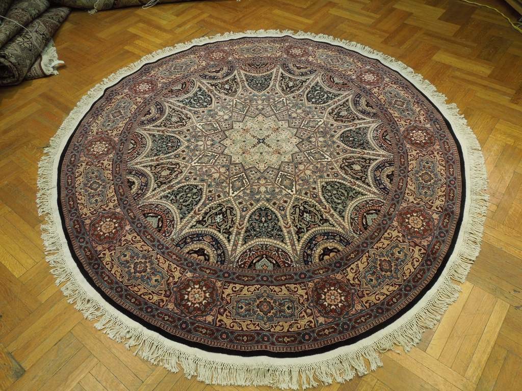 8.9 Feet ROUND Wool and Silk Fine Quality Rug MULTI COLORS #PIX-20839