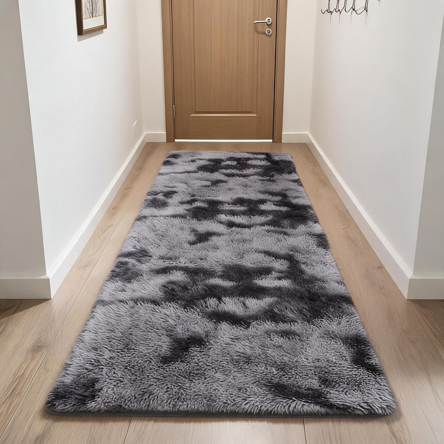 2’X6′ Soft Fluffy Runner Rug for Hallway, Tie-Dye Fuzzy Shaggy Runner for Bedsid