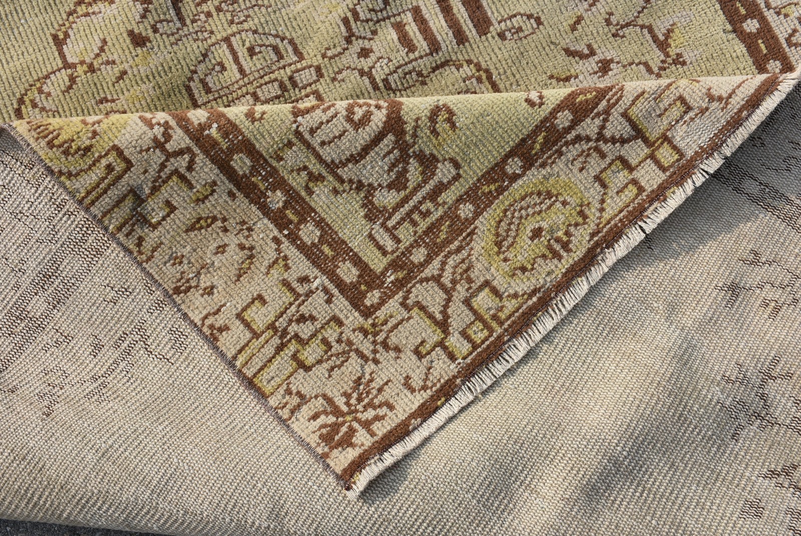 Turkish Vintage Large Rug 4,9×8,4 ft, Brown Oriental Rug Wool