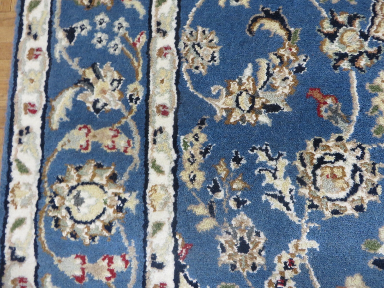 4’1 x 6’2 Hand Knotted Blue Fine Nain With Silk Oriental Rug G14757