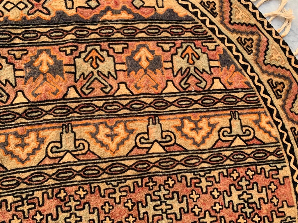 Vintage French Style Aubusson Rug Needlepoint Round Rug 4×4 ft Free Ship
