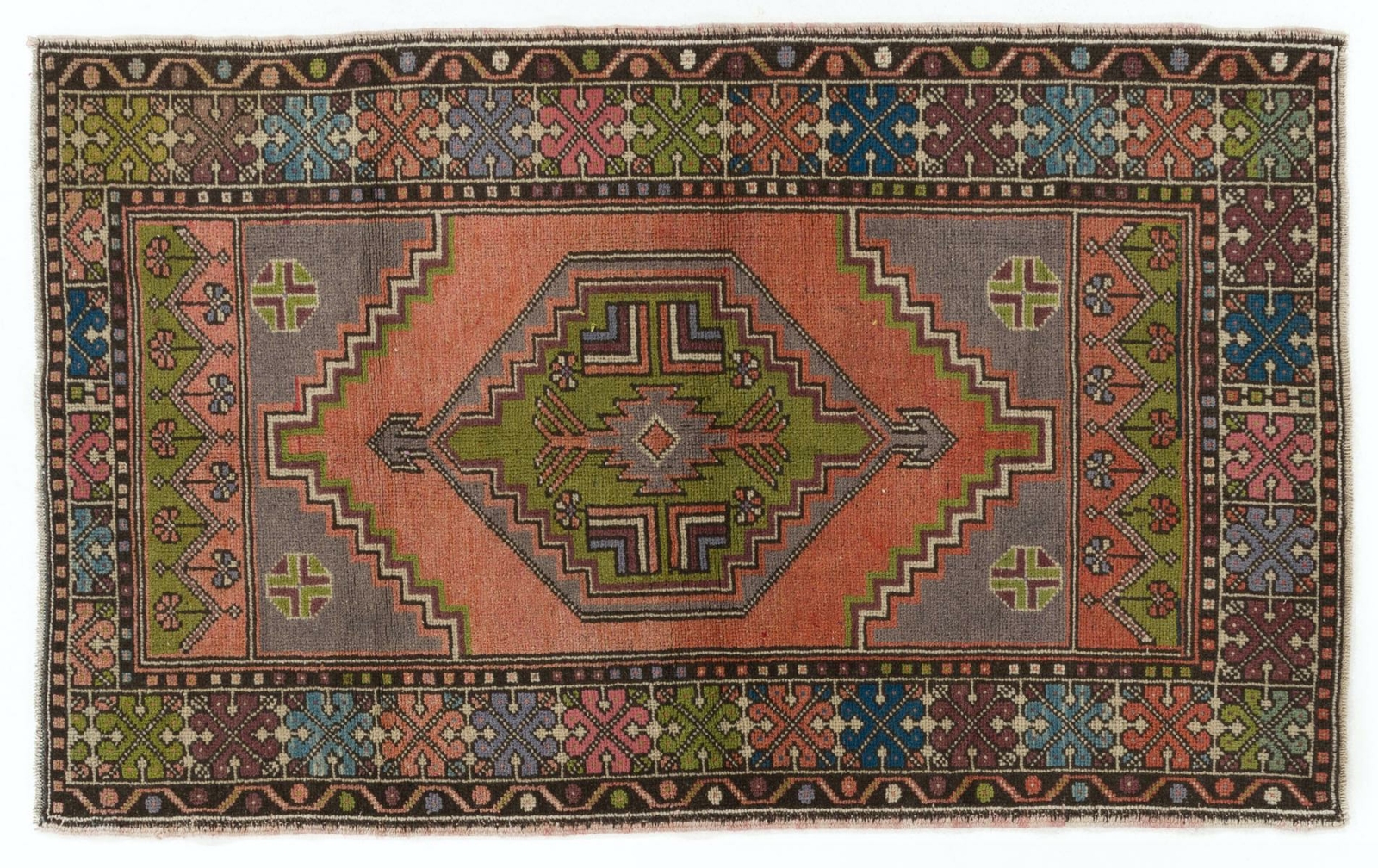 3.7×6 Ft Vintage Turkish Tribal Rug, Traditional Oriental Carpet, Soft Wool Pile