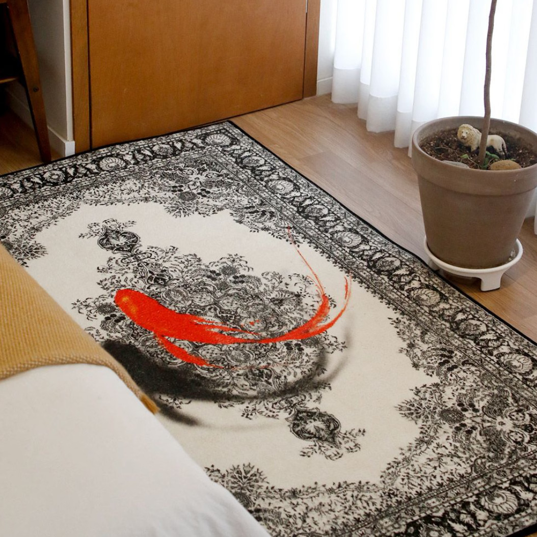 MADE IN KOREA Heavyweight Rug Carpet 150x100cm Fish Vine Washable NEW