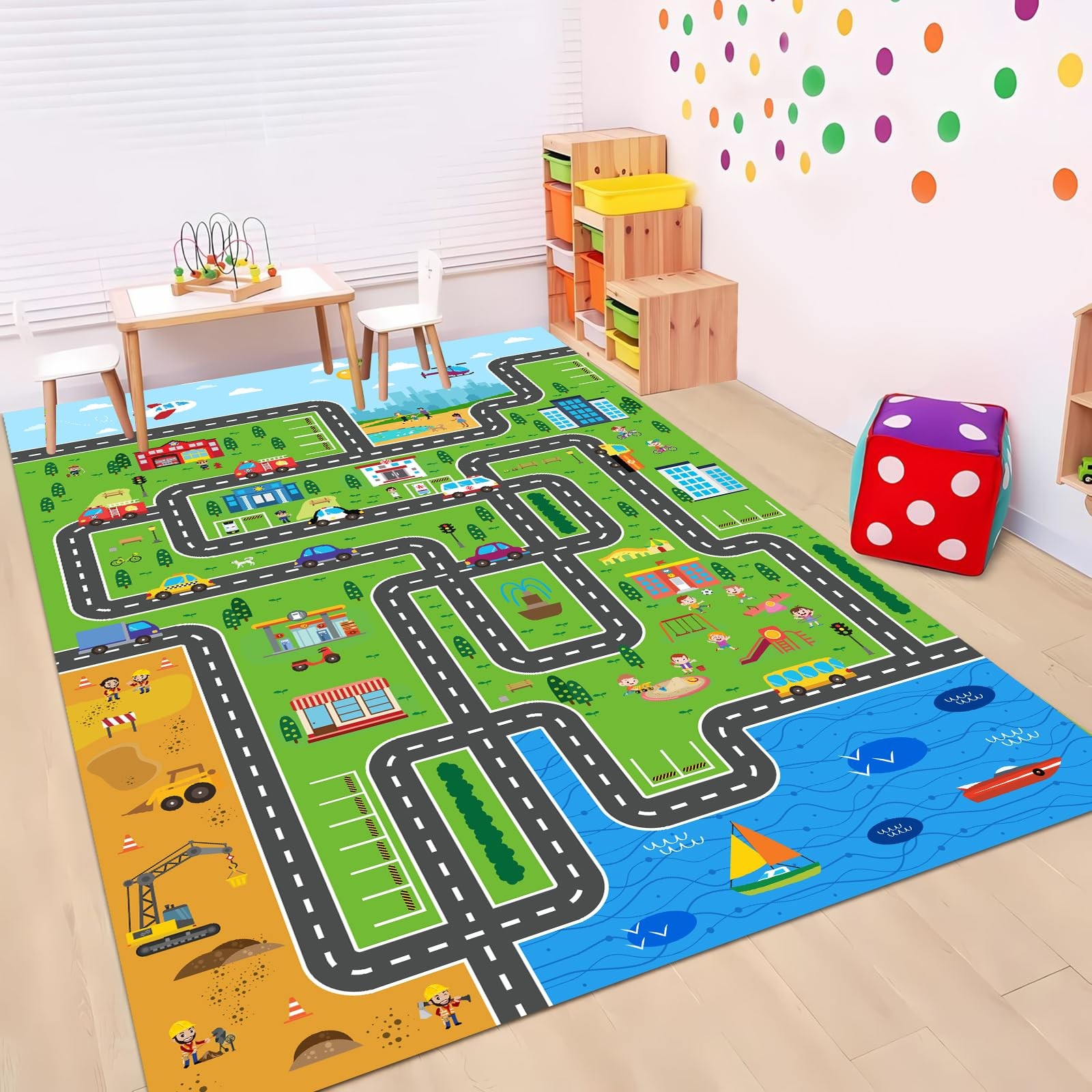 Kids Playmat Town City Road Map Large Educational Car Track Play Rug For Playroo