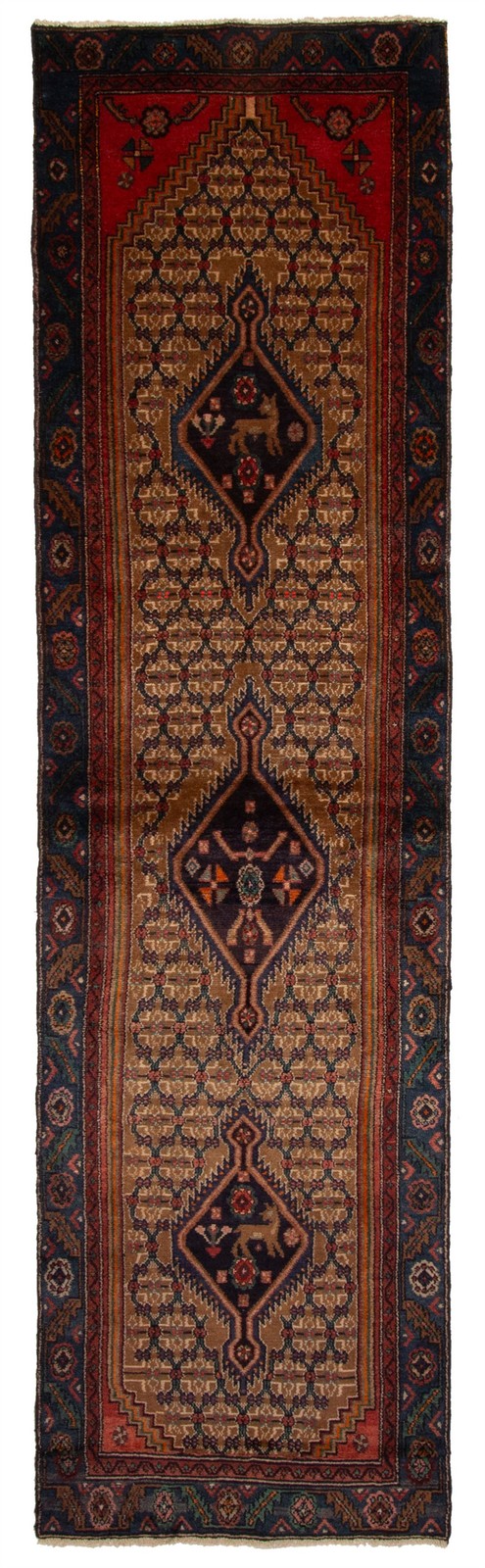 2’11” x 10’6″ Vintage Hand-knotted Runner Rug Traditional Oriental Wool Carpet