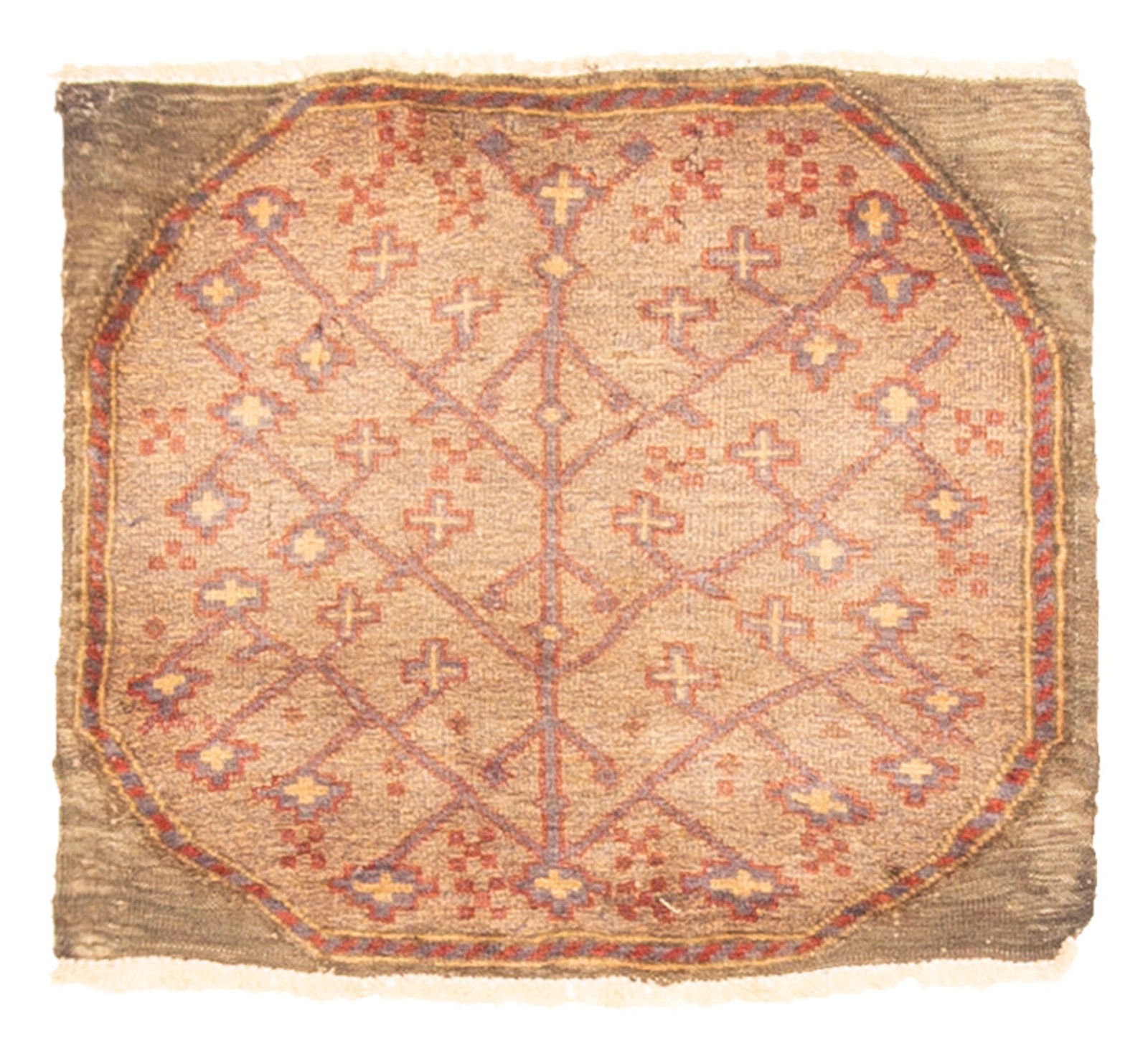 Vintage Traditional Hand-Knotted Area Rug 1’9″ x 2’0″ Oriental Wool Carpet