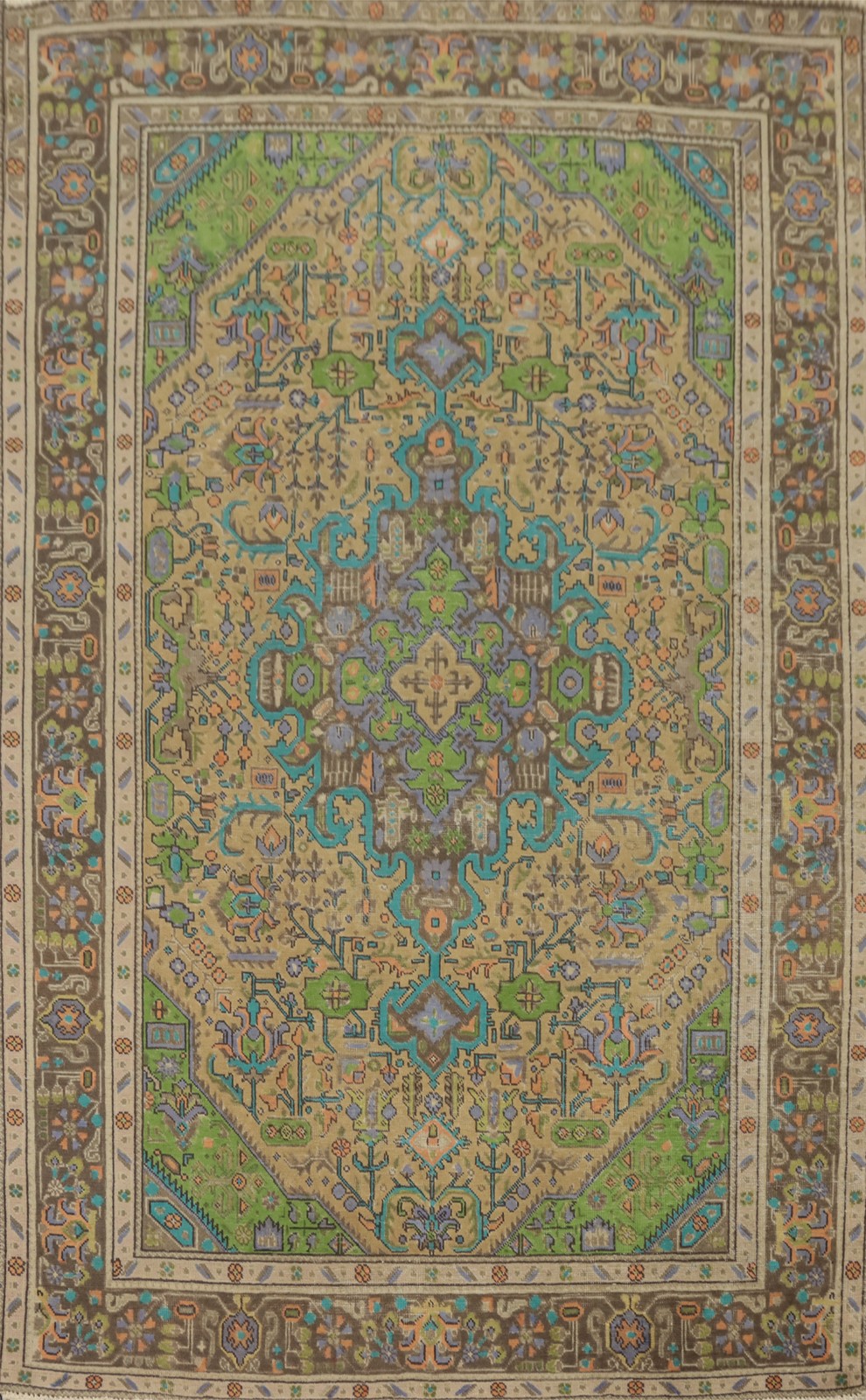 Over-dyed Vintage Geometric Traditional Area Rug 6×9 ft Handmade for Living Room