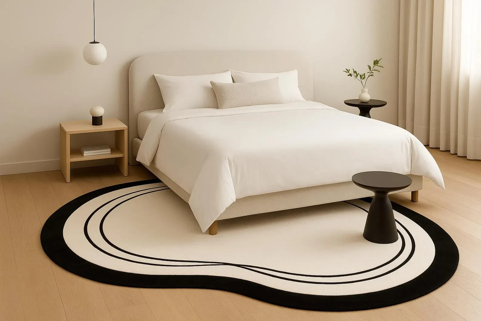 Hand-Tufted Flow Line Organic Rug • Contemporary Irregular Carpet • Minimalist